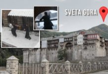 Слике са Свете горе које су обишле свет: Снег обрадовао монахе са Хиландара Снег обрадовао монахе