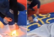 ЗАПАЉЕНА СРПСКА ЗАСТАВА У ГРАЧАНИЦИ: Украли заставу па снимили сраман чин